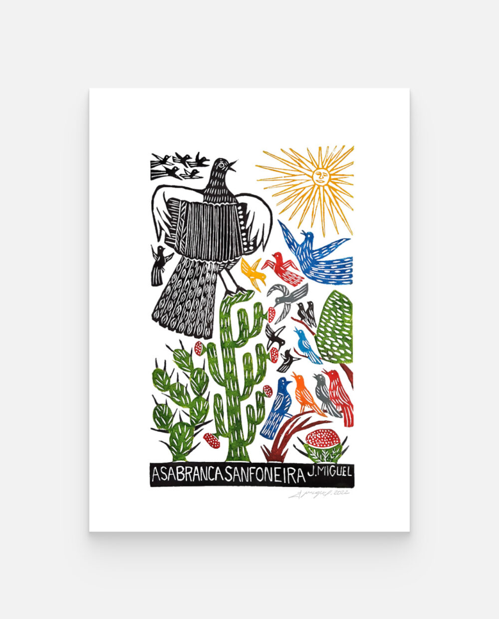 Asa Branca Sanfoneira – J. Miguel – Xilogravura Assinada