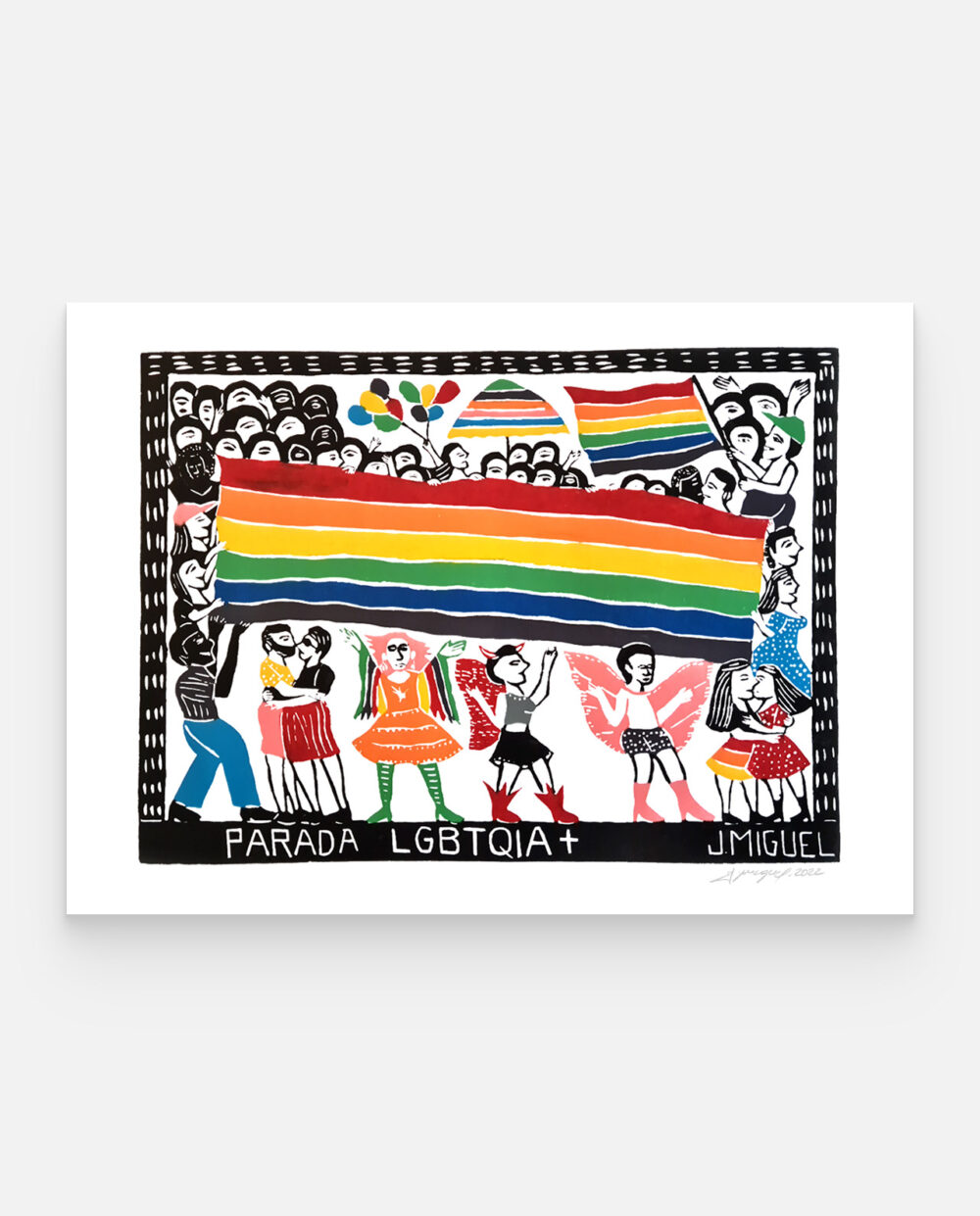 Parada LGBTQIA+ – J. Miguel – Xilogravura Assinada