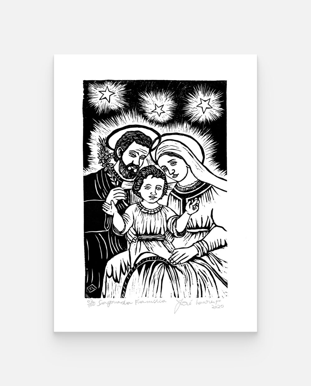 Sagrada Família – José Lourenço – Xilogravura Assinada