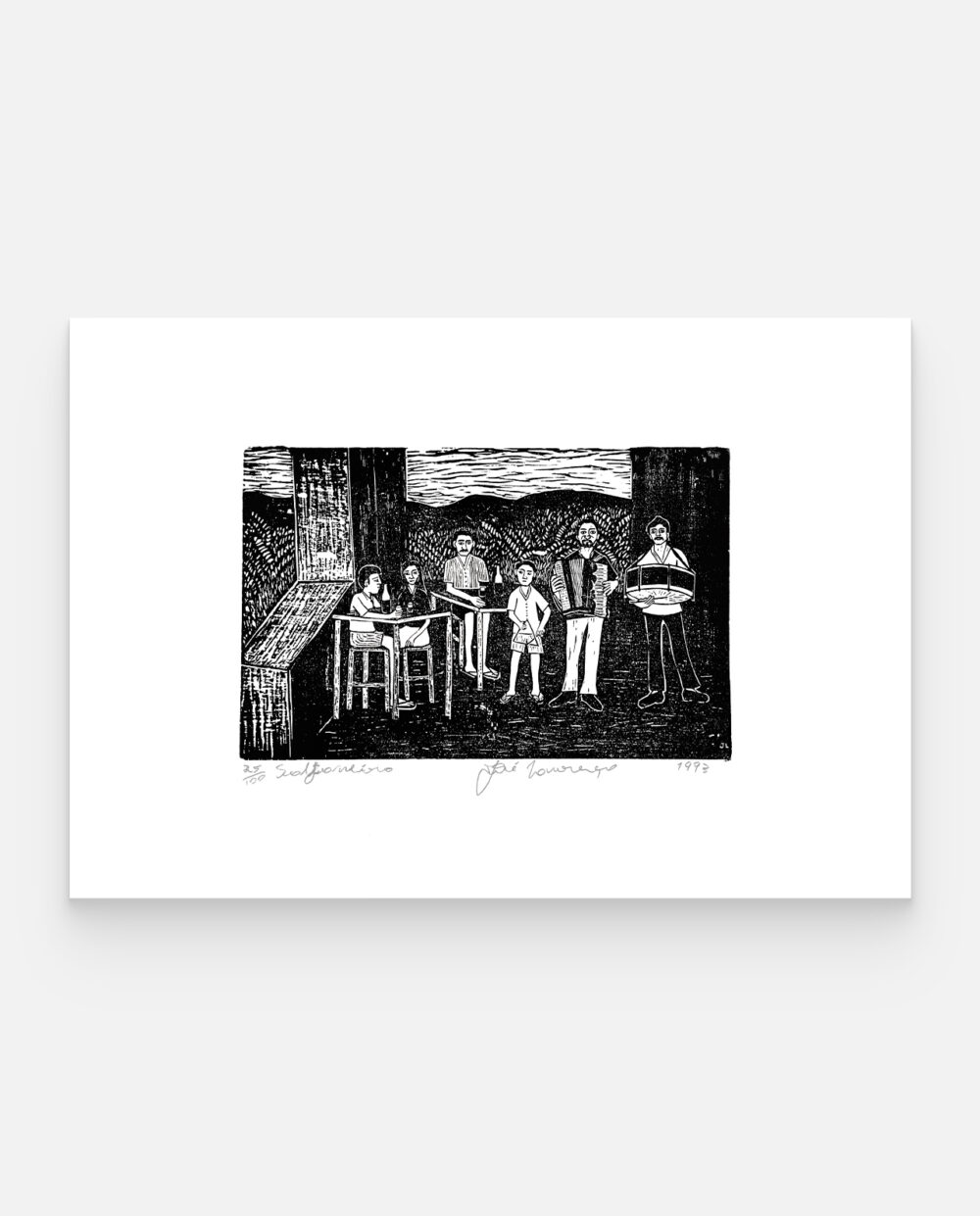 Sanfoneiro – José Lourenço – Xilogravura Assinada