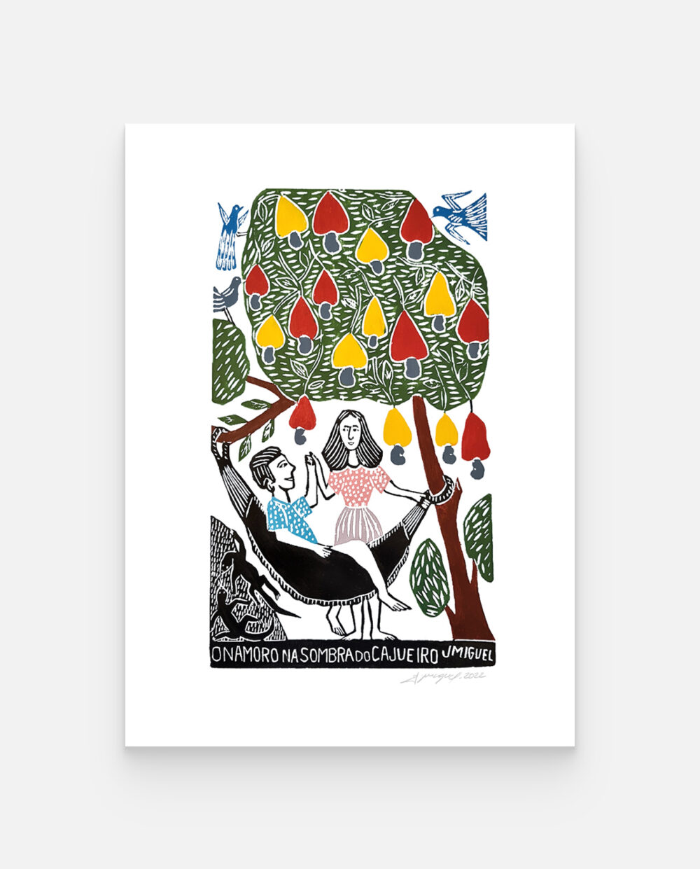 O Namoro Na Sombra Do Cajueiro – J. Miguel – Xilogravura Assinada