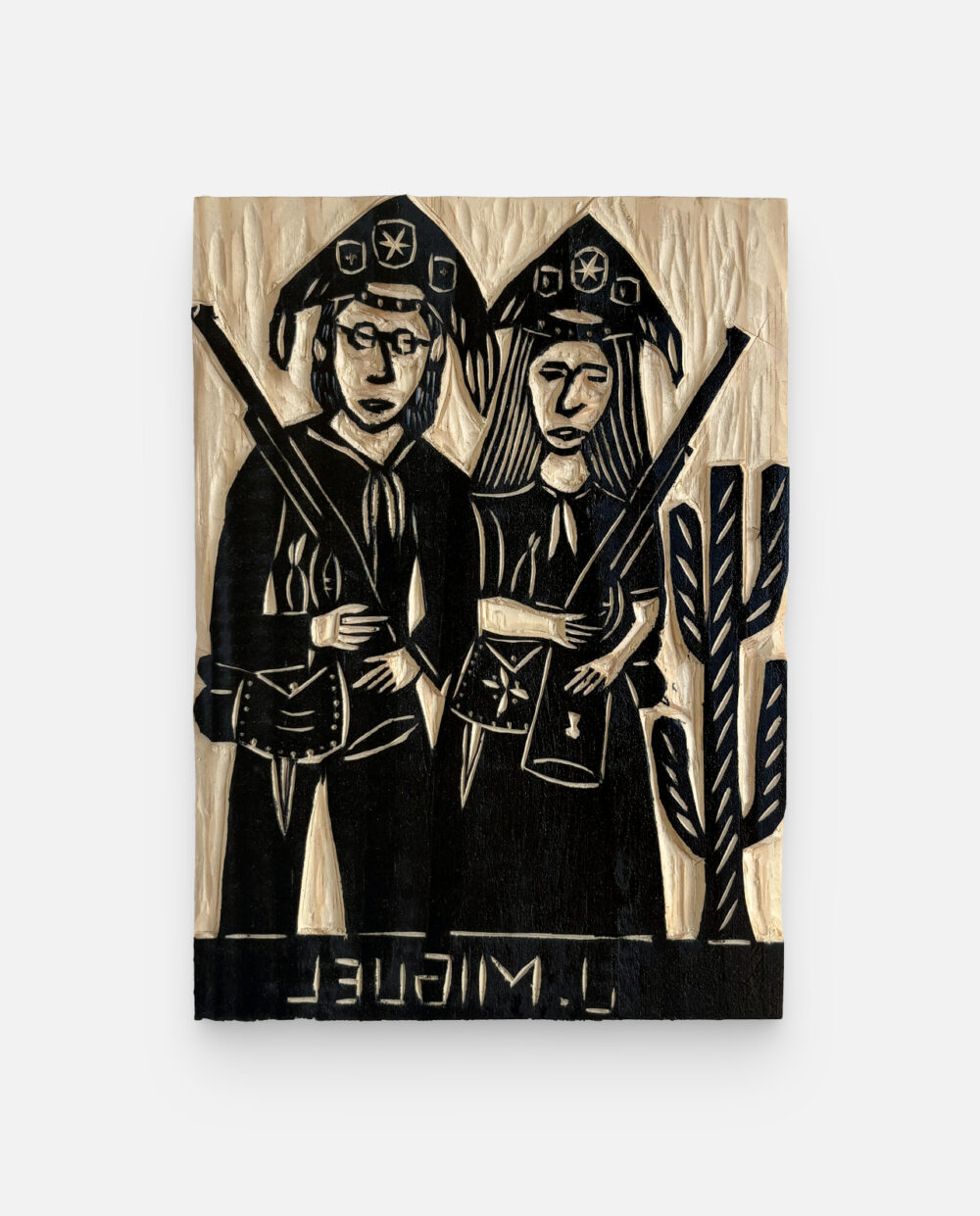 Lampião E Maria Bonita – J. Miguel – Matriz De Xilogravura Assinada