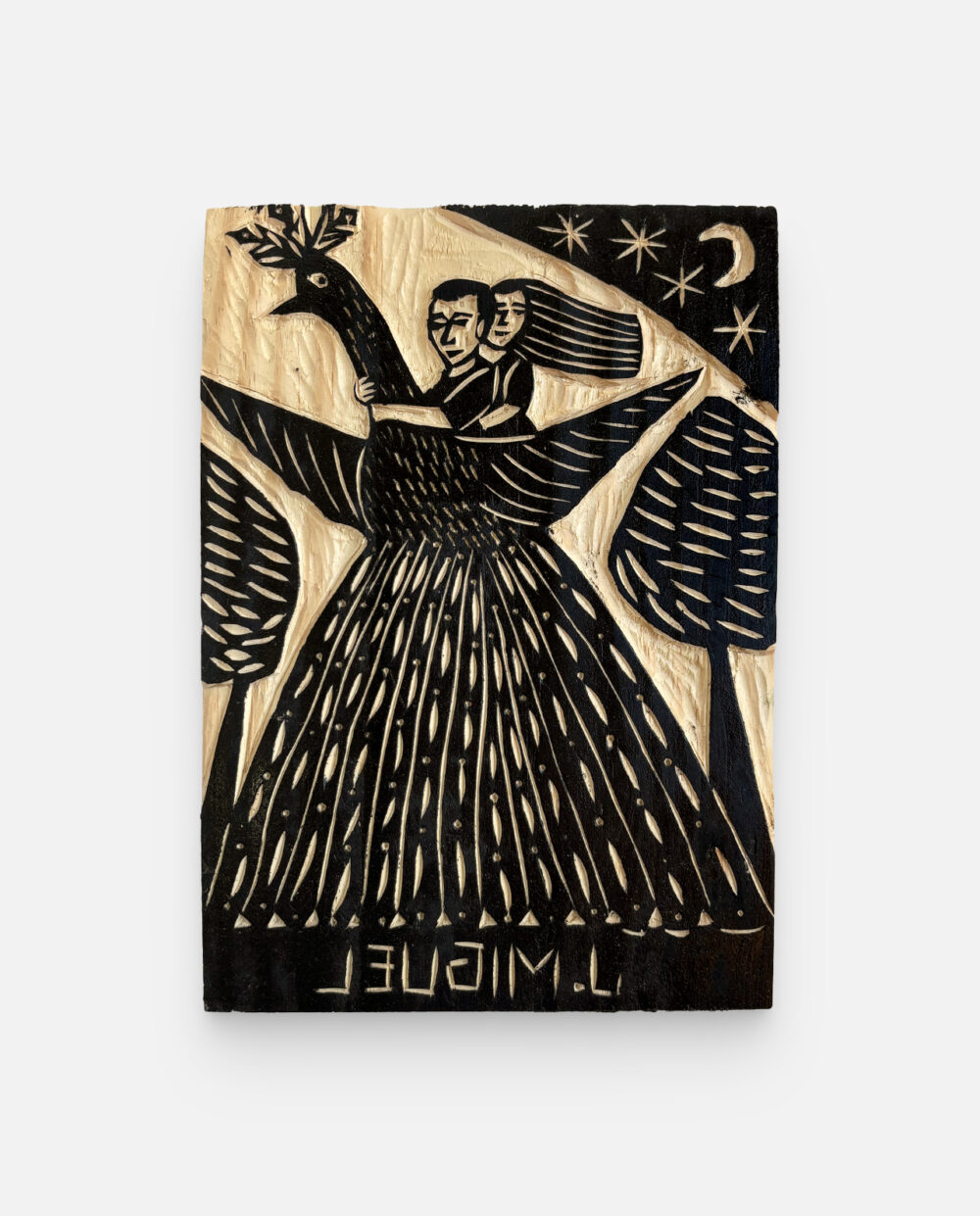 Pavão Misterioso – J. Miguel – Matriz De Xilogravura Assinada