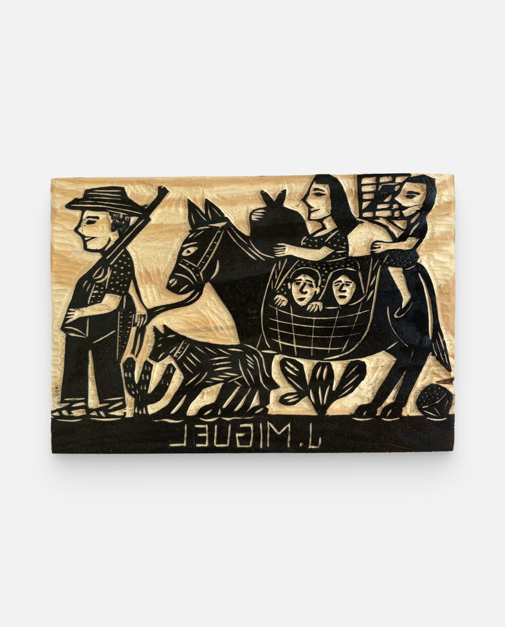 Retirantes – J. Miguel – Matriz De Xilogravura Assinada