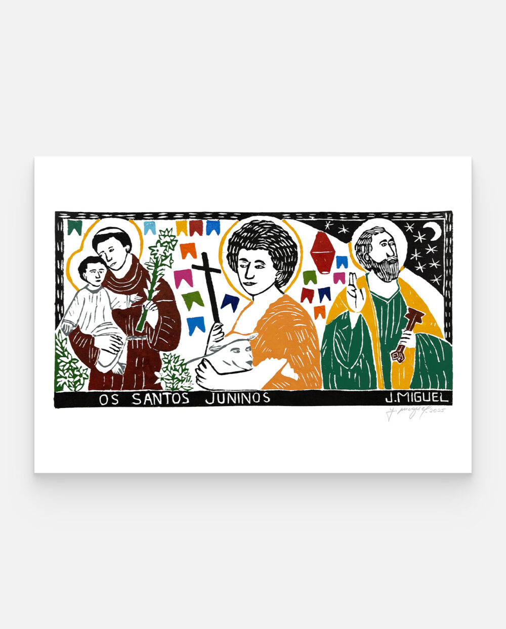 Os Santos Juninos – J. Miguel – Xilogravura Assinada